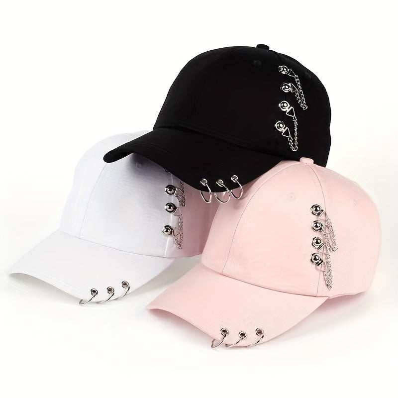 Adjustable Sunshade Baseball Cap With Hoop And Chain