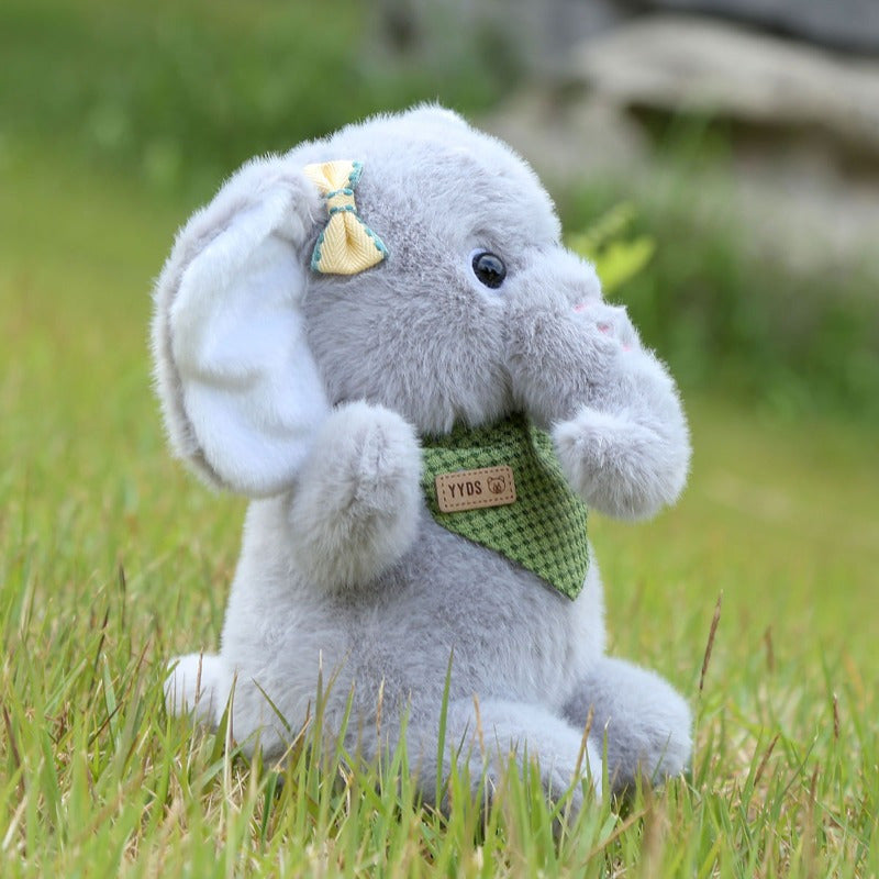 Grey & Pink Elephant Plush Toy Soft Stuffed Animal Large Expressive Eyes