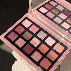 15 Shades Pink Eyeshadow Palette Matte Shimmer Glitter Finish Makeup Tool