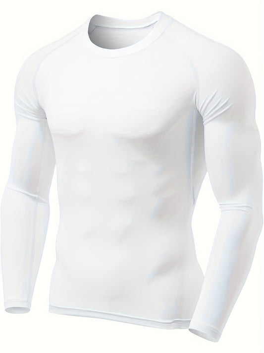 2pcs Men's Compression T shirt Long Sleeve High Stretch