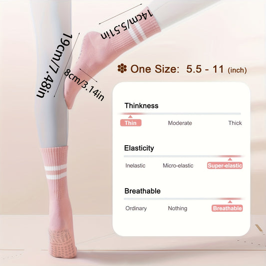 Striped Pilates Socks Non-slip Yoga Socks With Grips