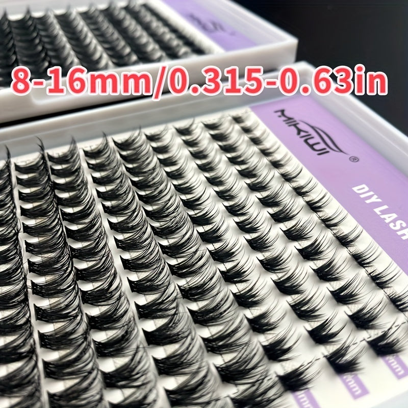 168pcs DIY Eyelash Extension Kit D Curl Volume Individual Lashes 8-16mm