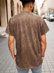 Letter And Feather Pattern Print Men's Short Sleeve T-shirt Graphic Tee