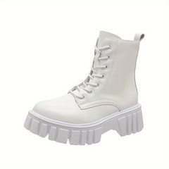 Platform Combat Boots Zipper & Lace Up Short Boots