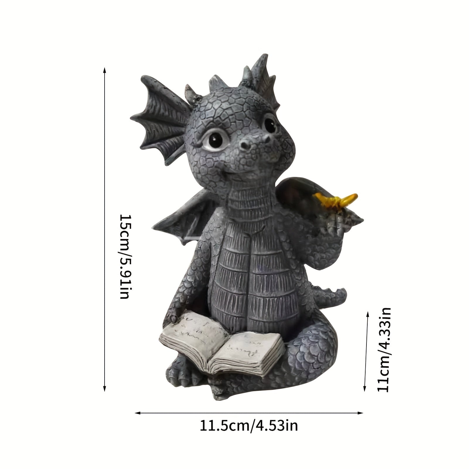 Baby Dragon Statue Reading Resin Ornaments for Home Office Decor