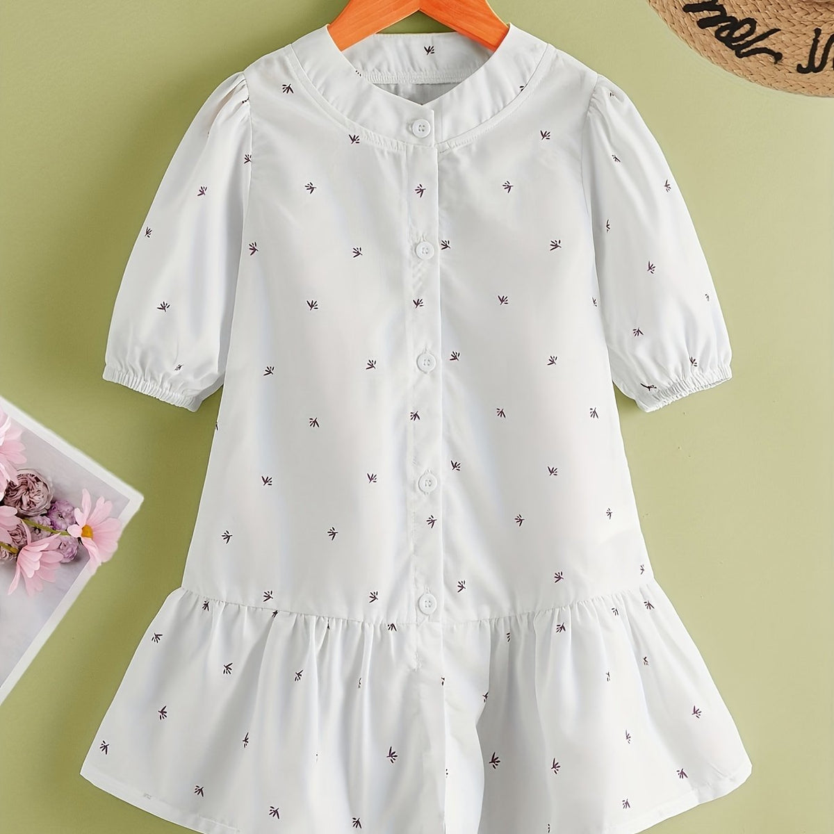 Girls Band Collar Smocked Dress Holiday Casual
