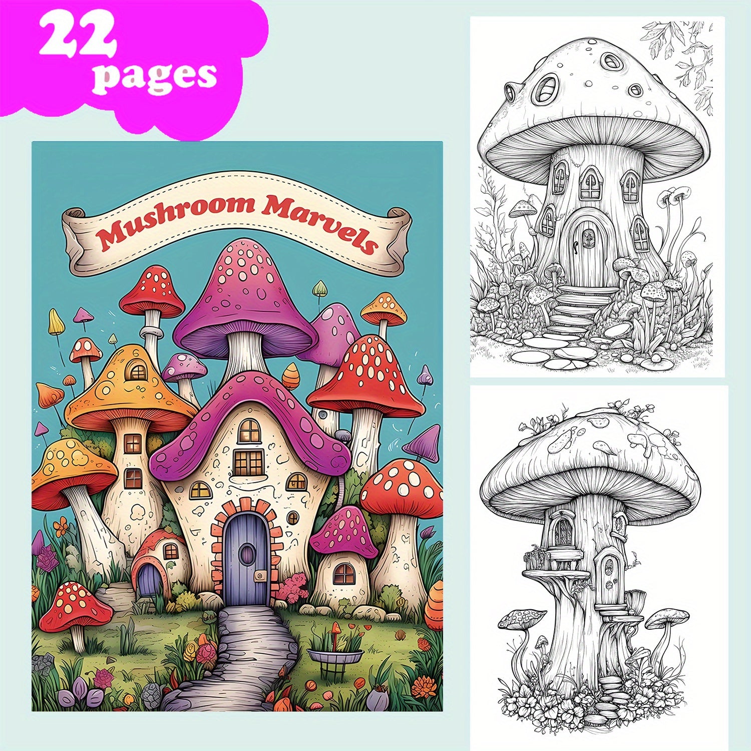Miracle Mushroom Coloring Book with Writing and Drawing Board