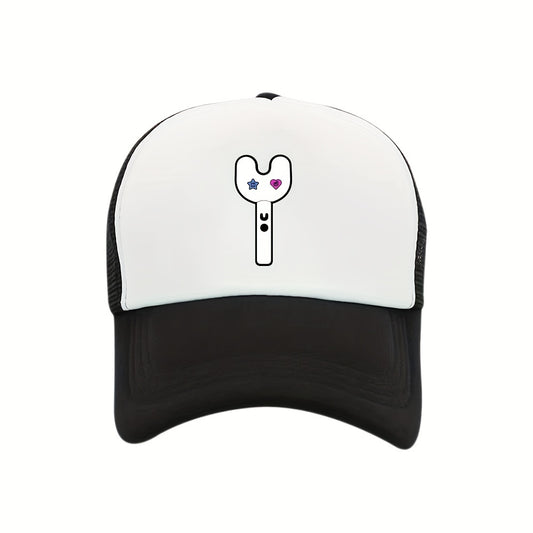 Y2K Print Causal Trucker Hat & Mesh Baseball Cap Sunshade Dad Hats