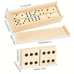 Wooden Domino Set 28pcs Number Matching Game Tower Building Game