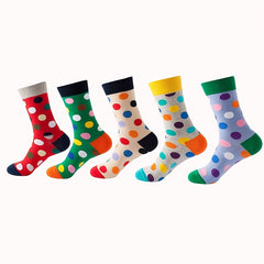5 Pairs Polka Dot Print Socks Comfy Soft Mid Tube Women's Stockings