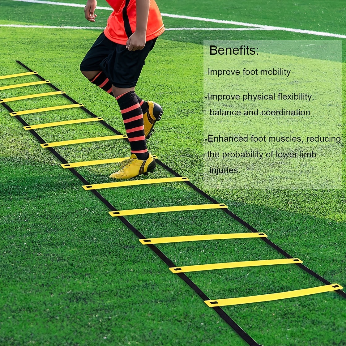 Speed Training Agility Ladder Improve Footwork Quickness 8-20 Rungs Carry Bag