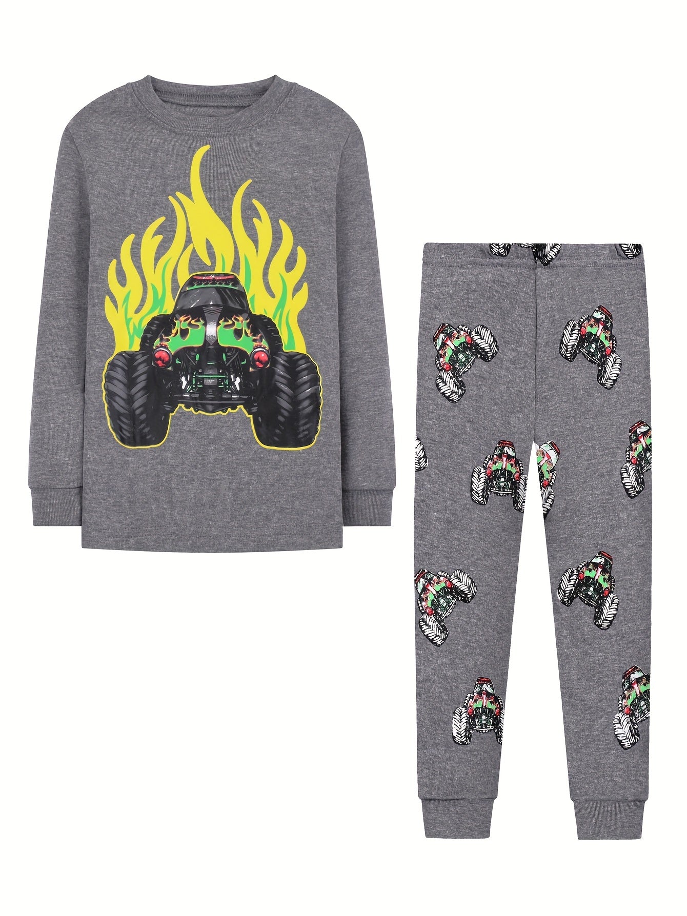 Toddler Fire Car Pajama Set Long Sleeve Top & Pants
