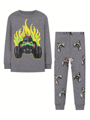 Toddler Fire Car Pajama Set Long Sleeve Top & Pants