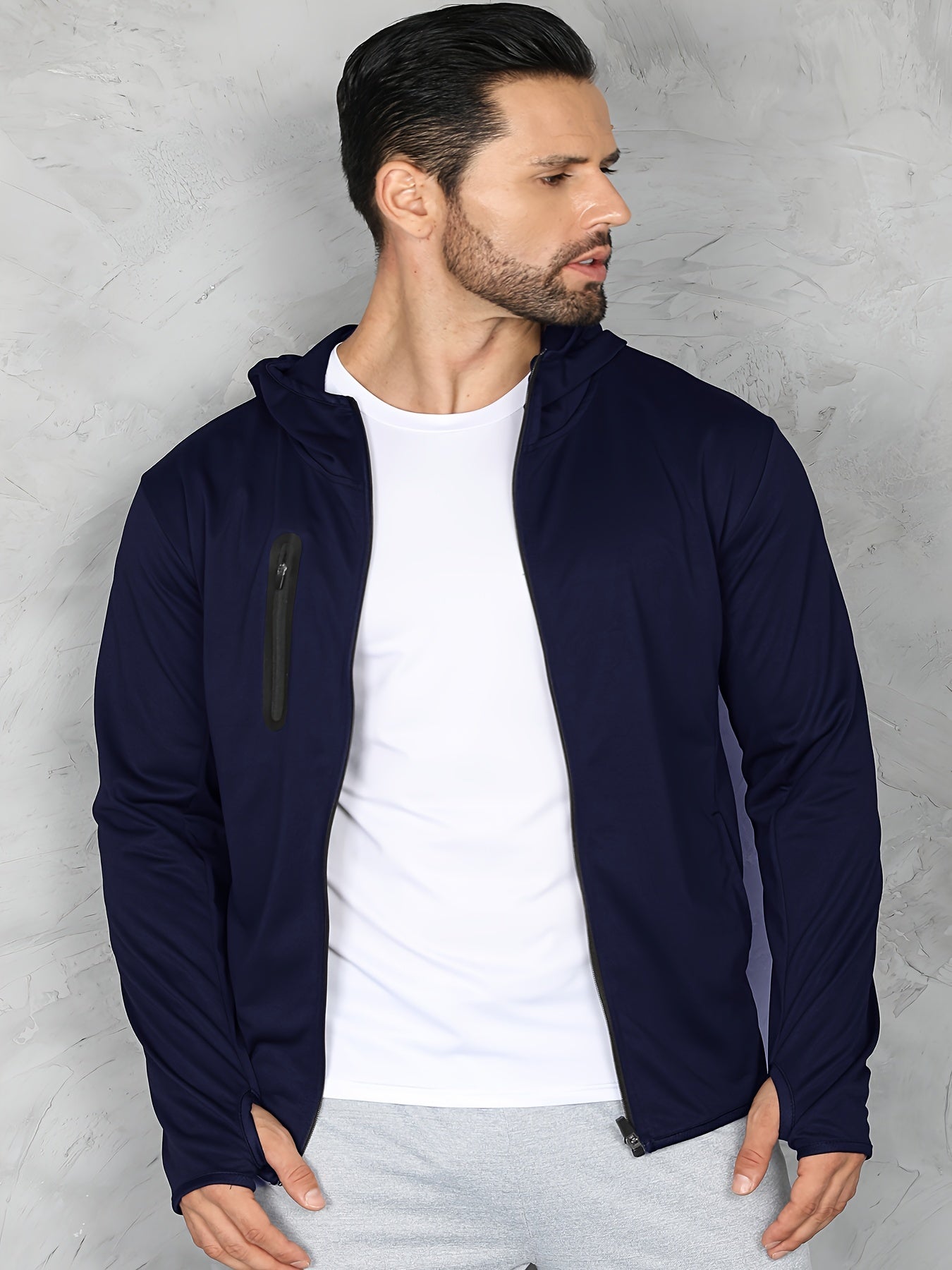 Men's Hooded Zipper Jacket for Outdoor Sports