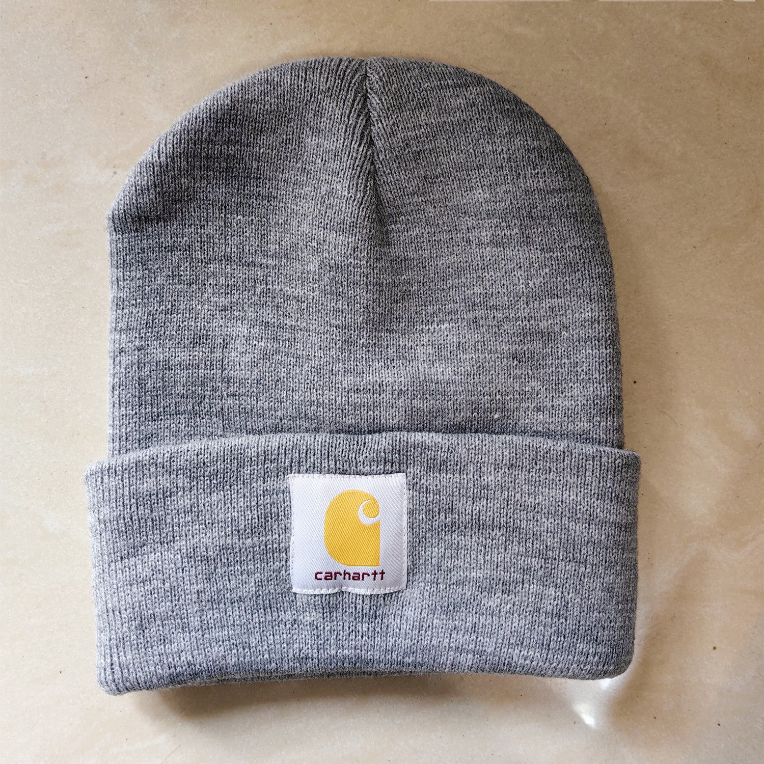 Men's Grey Knit Cuffed Beanie Hat