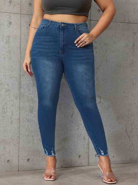  Ripped Skinny Denim Pants, Medium Stretch Jeans