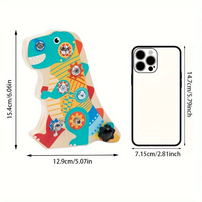 Wooden Dinosaur Screwdriver Activity Board Educational Puzzle Toy for Kids