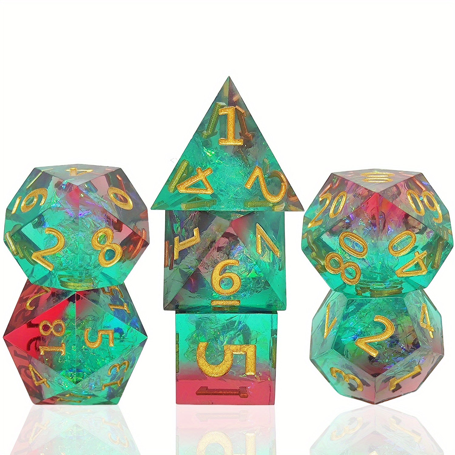 Nightglow Resin Dice 7 Piece Set For RPG Board Games