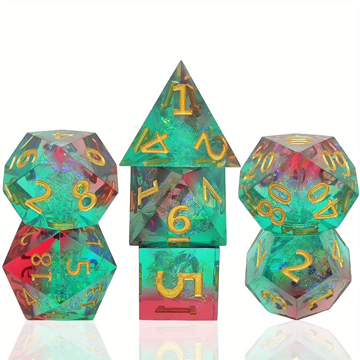 Nightglow Resin Dice 7 Piece Set For RPG Board Games