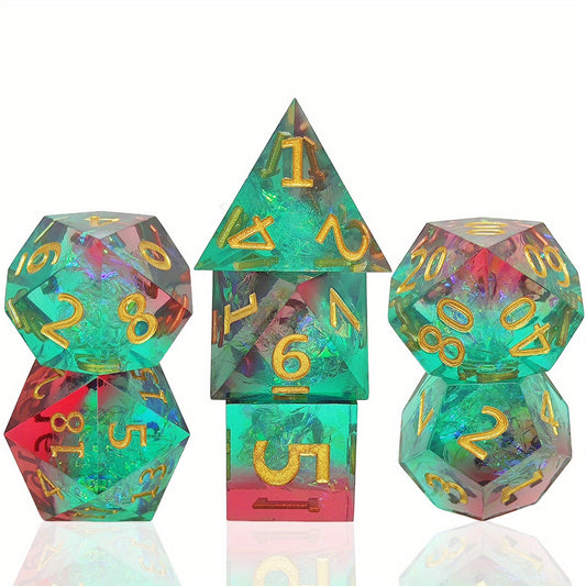 Nightglow Resin Dice 7 Piece Set For RPG Board Games