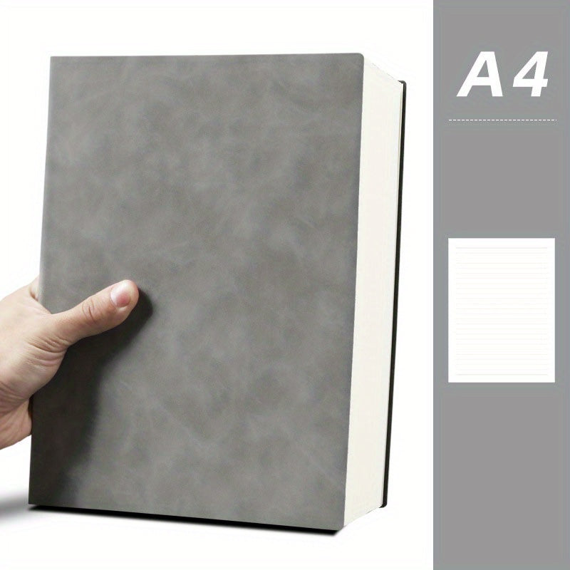 480 Page A4 Notebook, Soft Leather, Thick Horizontal Lines