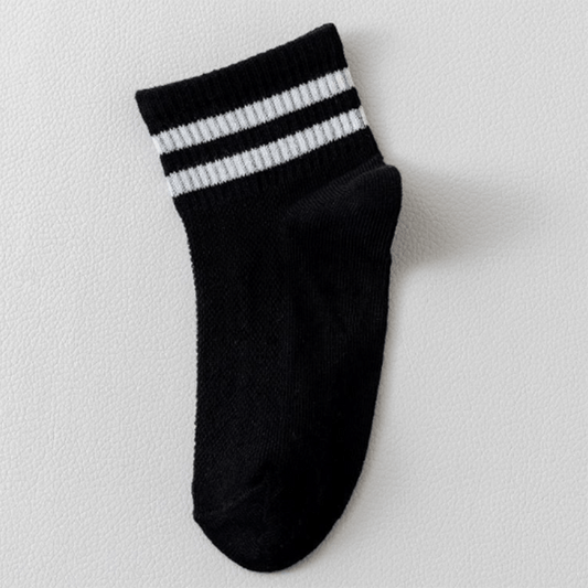 5pairs Kids Striped Breathable Sports Socks For Spring Summer