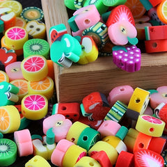 100 Mixed Fruit Polymer Clay Spacer Beads for Jewelry Making DIY Crafts
