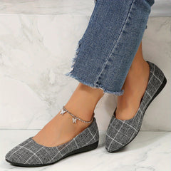 Plaid Pattern Slip On Flat Shoes for Women