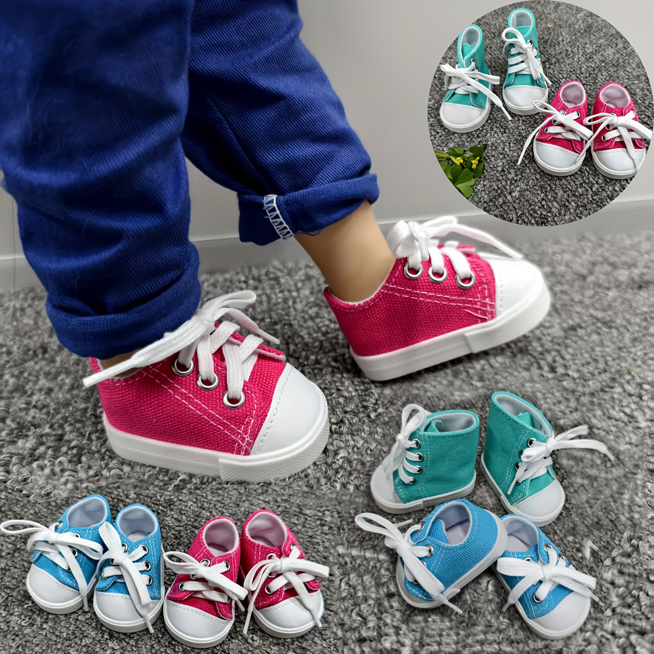 2pcs Lace Up Doll Shoes Canvas Shoes for Doll Outfits Enhances Look