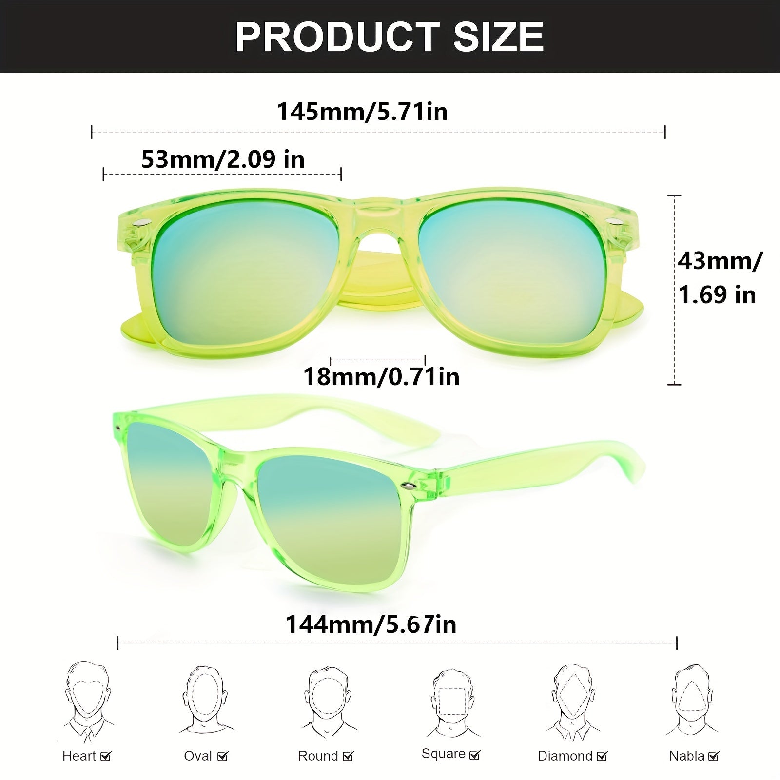 Translucent Frame Colorful Mirror Sunglasses UV Protection for Men