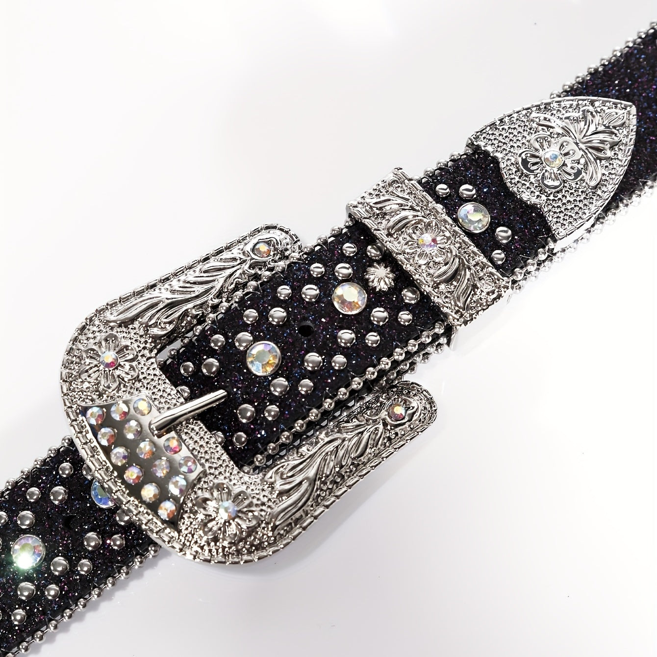 Unisex Rhinestone Belt with Pin Buckle