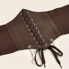 Heart Pendant Lace Up Belt Punk Bowknot Corset Belt Women Elastic
