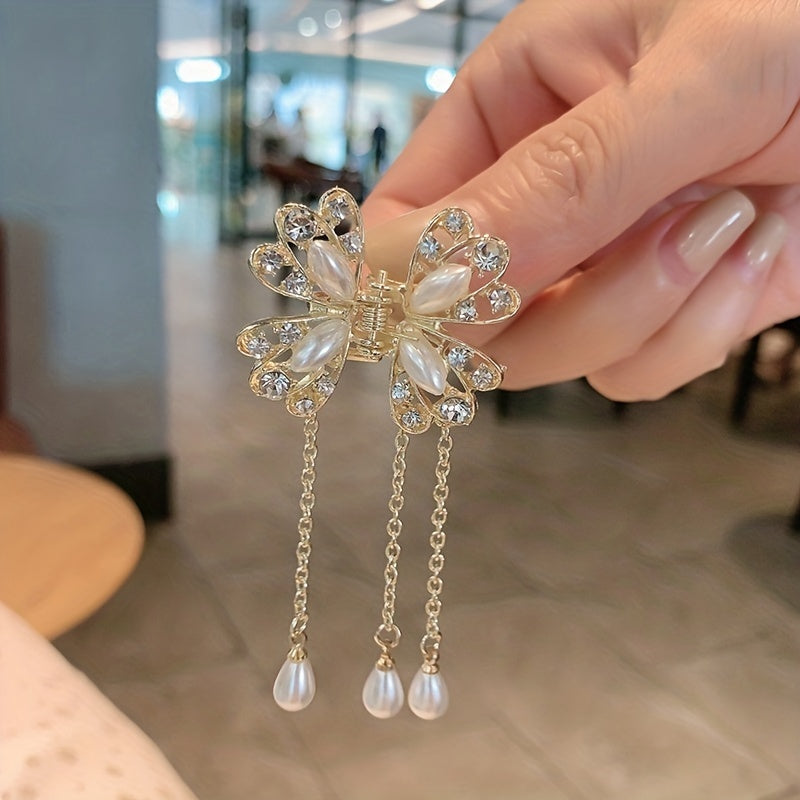 Crystal Butterfly Hair Clip Rhinestones Tassel Hairpin Accessories
