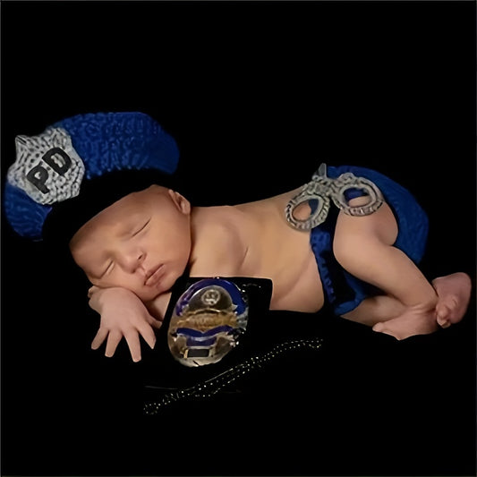 Newborn Policeman Hat & Shorts Set for Photoshoot