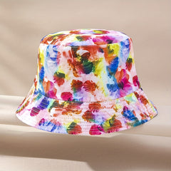 Pink Graffiti Reversible Cotton Fisherman Cap Lightweight Basin Hats For Women