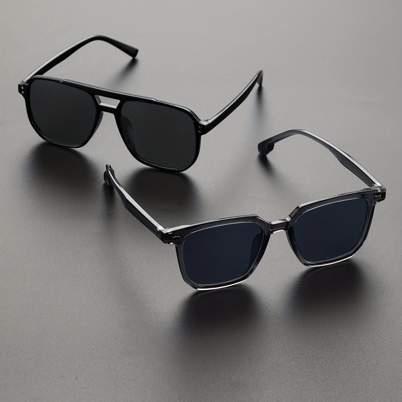 Men's Classic Square Sunglasses with Glasses Case