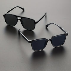 Men's Classic Square Sunglasses with Glasses Case