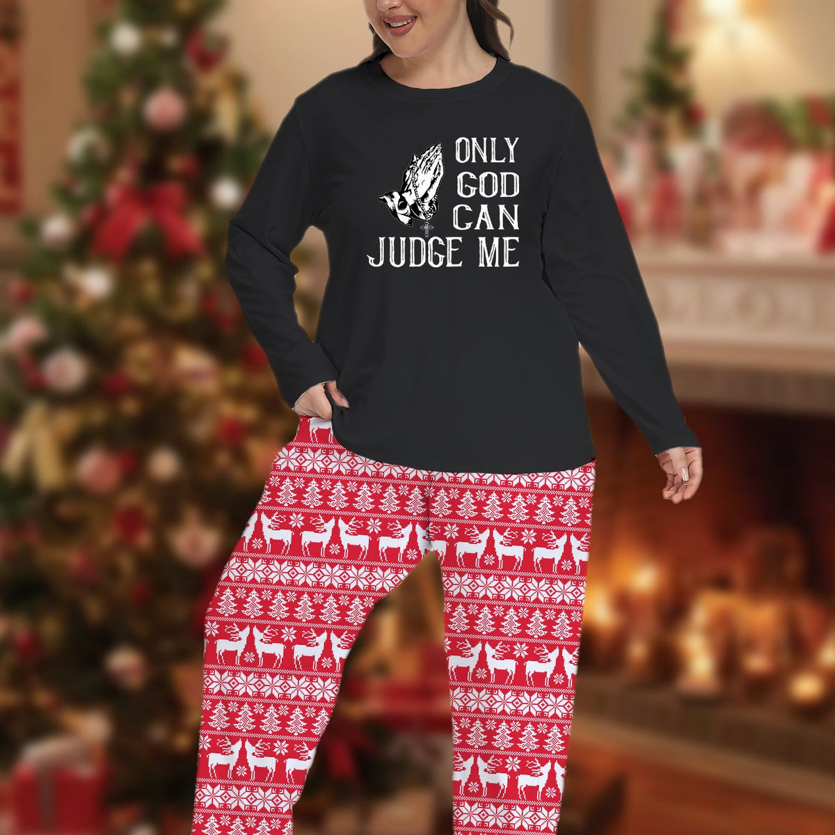  Christmas Pajama Set Letter & Elk Long Sleeve T shirt & Pants