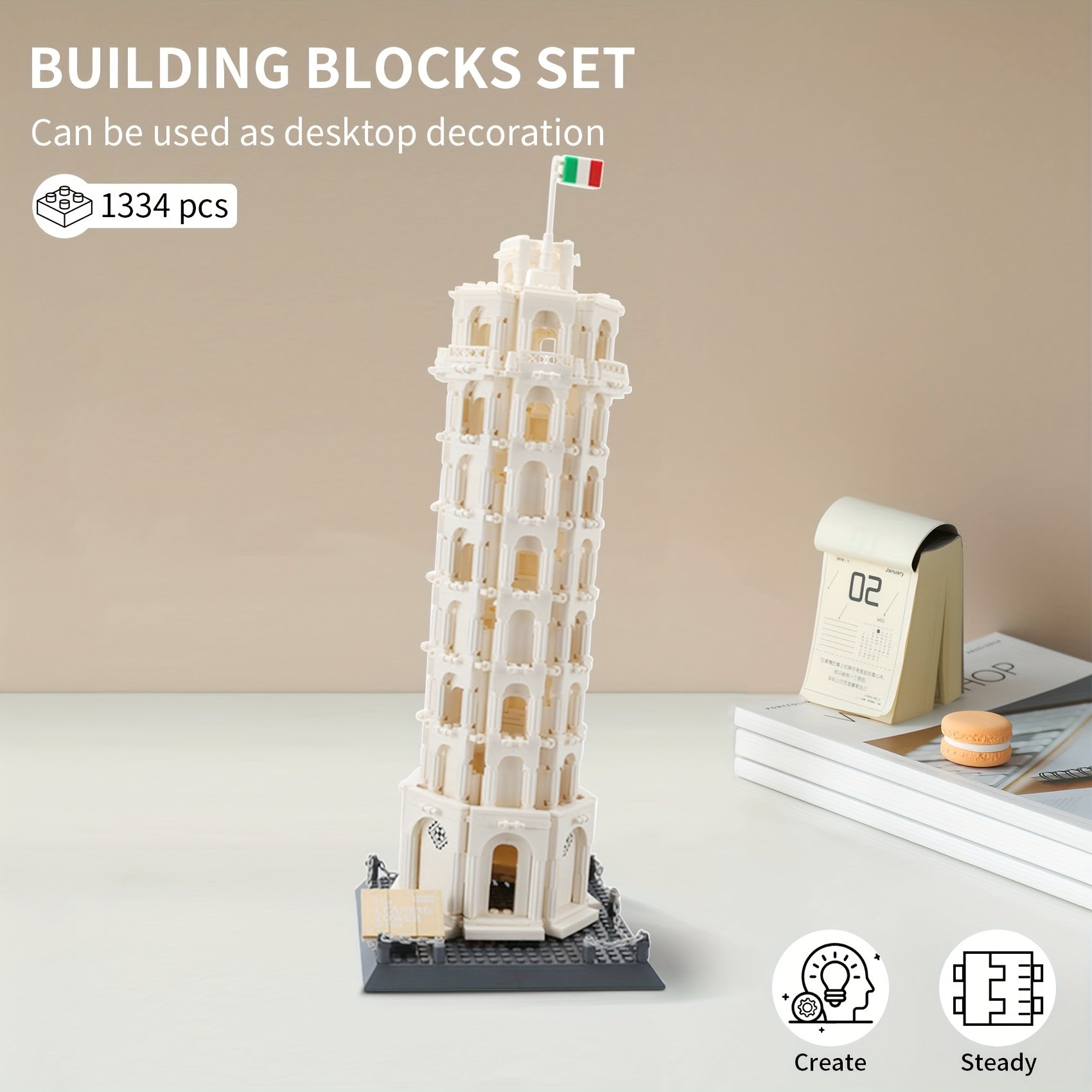 Leaning Tower of Pisa Building Block Model Roman Style Brick Sets