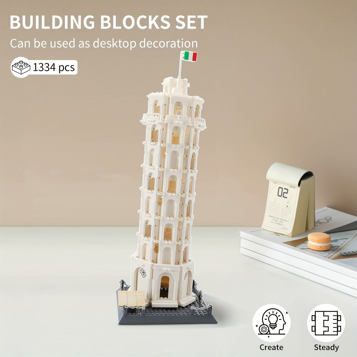 Leaning Tower of Pisa Building Block Model Roman Style Brick Sets