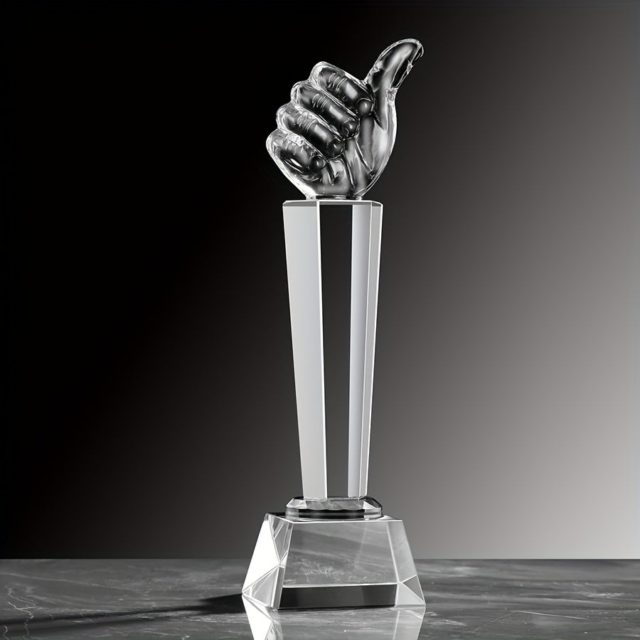 Crystal Glass Thumbs Trophy for Employee Appreciation and Sports Awards