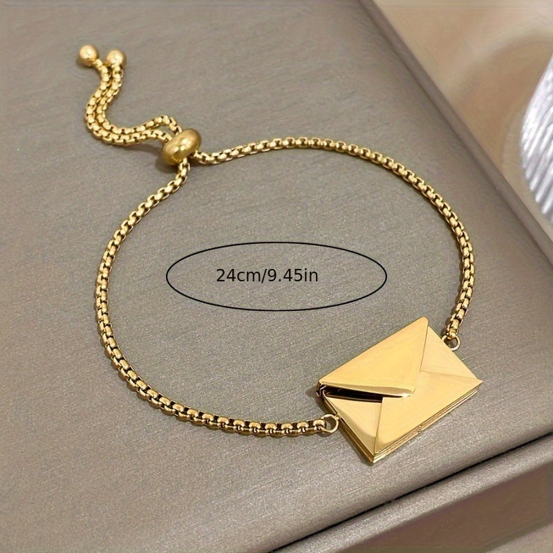 18K Plated Stainless Steel Envelope Pendant Bracelet