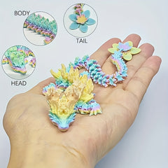Articulated 3D Printed Dragon Statue Gradient Relief Style Dynamic Decor