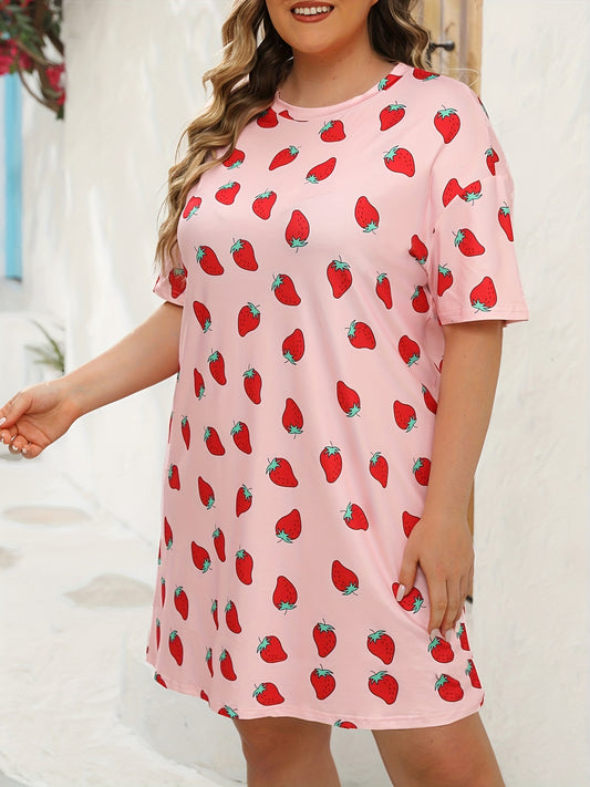  Nightdress Women's Plus Strawberry Print Comfort Nightdress