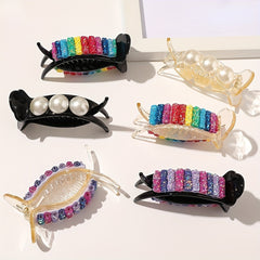 6pcs Rainbow Hair Claw Clip Sequin Hair Clip Colorful Ponytail Holder