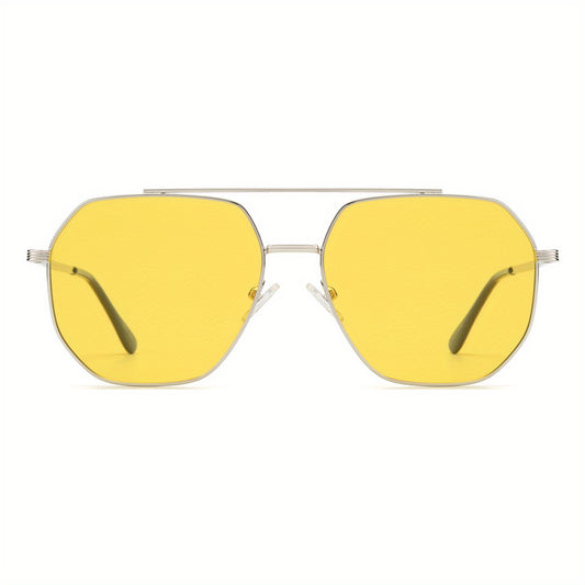 OUWEN Retro Square Polarized Aviator Sunglasses For Men Night Driving VF2207B