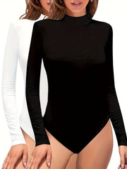 Solid Yoga Jumpsuit Long Sleeves High Stretch Slimming Bodysuit