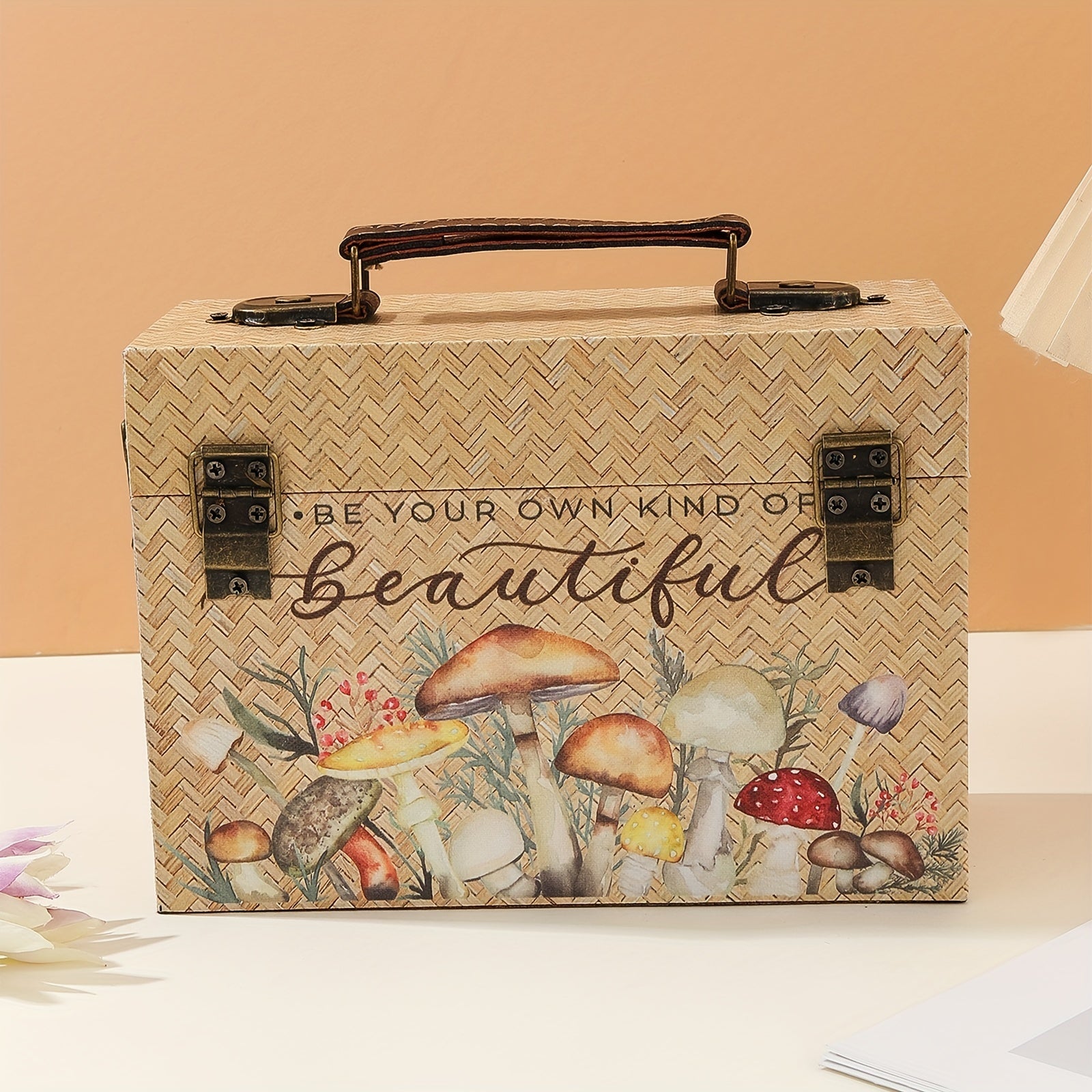 Bamboo Woven Pattern Wooden Storage Box PU Container