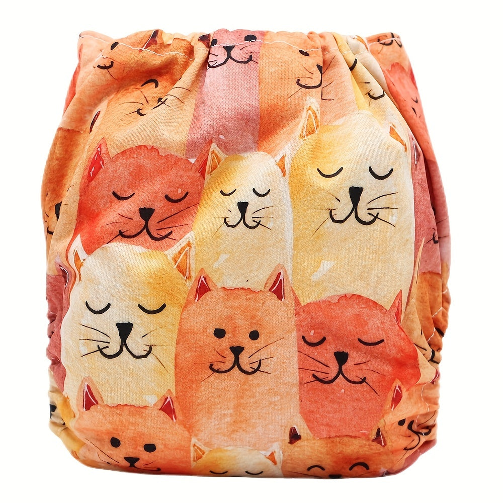 Cat Print Adjustable Baby Cloth Diaper