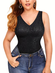 Jacquard Corset Bustier Top Tummy Control V Neck Vest Body Shaper